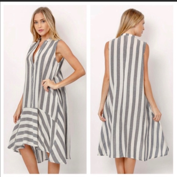 Denim blue & white sleeveless dress - Picture 3 of 5